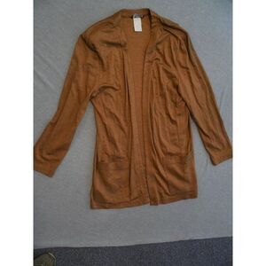 PG Collections Cardigan Women Sz 12 Brown Ginger Bort‎ Padded Shoulders